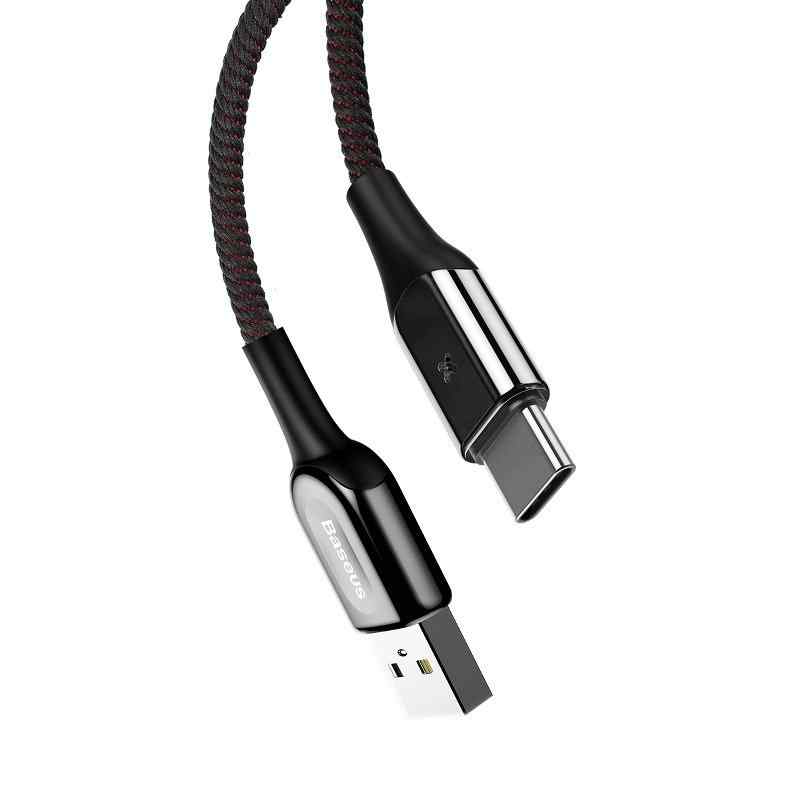 Кабел Baseus X-type USB-C с LED светлина QC 3.0 1m 3A